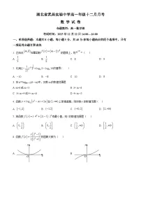 湖北省武汉市武昌实验中学2025-2026学年高一上学期12月月考数学试题（Word版附解析）