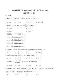 江西省景德镇一中2025-2026学年高一上学期期中考试数学（20班）试卷（Word版附解析）