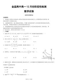 湖北省孝感市汉川市金益高级中学2025-2026学年高一上学期12月份阶段性检测数学试题（PDF版，含答案）含答案解析