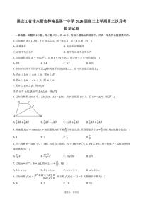 黑龙江省佳木斯市桦南县第一中学2026届高三上学期第三次月考数学试卷（含答案）
