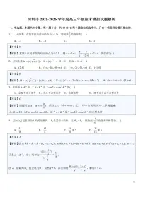 广东深圳2026届高三上学期期末数学模拟试题+答案
