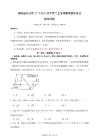 湖南长沙2025-2026学年高二上学期期末模拟考试数学试题+答案