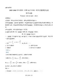 安徽省宿州市多校2025~2026学年高一上学期12月教学质量摸底检测数学试题（Word版附解析）
