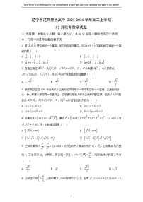 2025-2026学年辽宁省辽西重点高中高二上学期12月联考数学试卷（学生版）