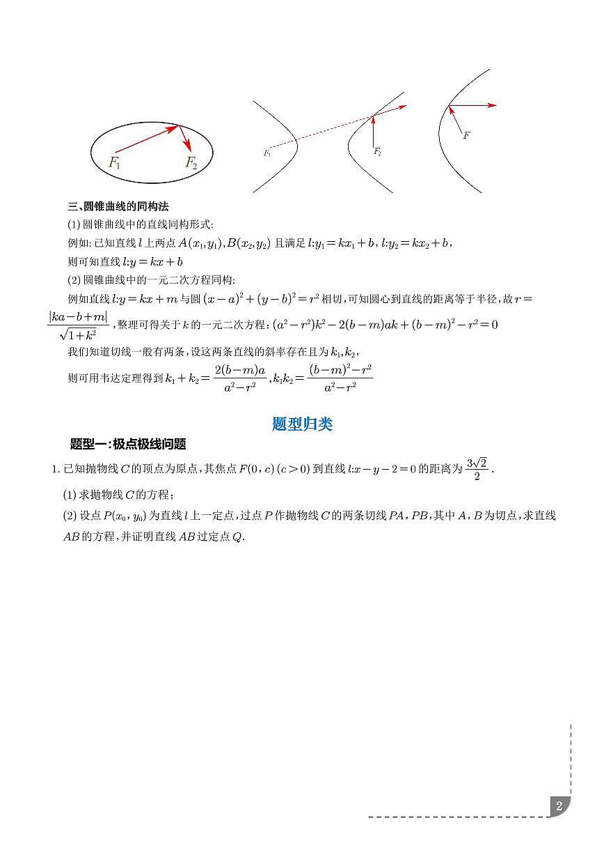 极点极线问题、蝴蝶问题、坎迪定理、光学性质问题(学生版)第2页