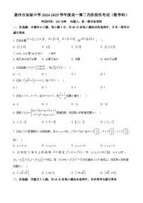 精品解析：广东省惠州市实验中学2024-2025学年高一上学期第二次阶段性考试（12月）数学试题