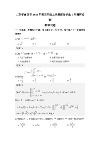 山东省青岛市2026年高三年级上学期部分学生1月调研检测数学试卷含解析（word版+pdf版）