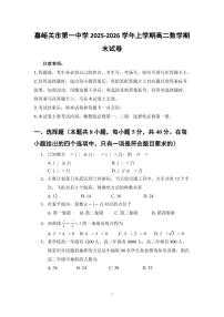 甘肃省嘉峪关市第一中学2025-2026学年高二上学期数学期末试卷含答案