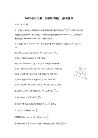 四川省巴中市普通高中2023级高三上学期“一诊”模拟考试数学试卷含答案（word版+pdf版）