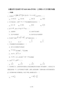 安徽省怀宁县高河中学2025~2026学年高一上册12月月考数学试卷（含解析）