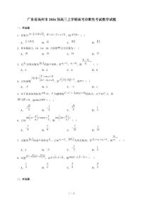 广东省高州市2026届高三上册高考诊断性考试数学试卷（含答案）