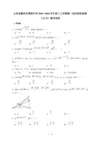 山东省滕州市善国中学2025−2026学年高三上学期第二次阶段性检测(12月)数学试卷(含答案)