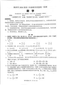 2026届湖南省株洲市高三年级教学质量统一检测（株洲一模）数学(图片版，含答案）试卷
