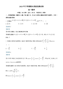 湖南省浏阳市2023-2024学年高一上学期期末质量监测数学试卷  含解析