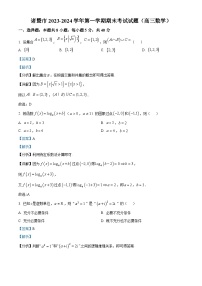 浙江省绍兴市诸暨市2024届高三上学期期末数学试题 含解析