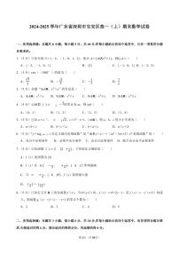 2024-2025学年深圳市宝安区高一(上)期末数学试卷及答案