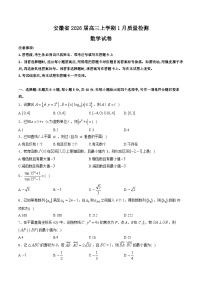 安徽省2026届高三上学期1月质量检测数学试卷（Word版附解析）