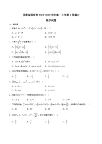 甘肃省酒泉市普通高中2025-2026学年高一上学期1月期末考试数学试卷（Word版附解析）