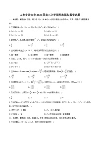 山东省泰安市2026届高三上学期期末模拟数学试题