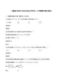 安徽省合肥市2025-2026学年高二上学期数学期末测试卷含解析（word版）