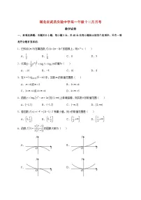 湖北省武汉市武昌实验中学2025_2026学年高一上册十二月月考数学检测试卷【附答案】