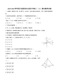 2025-2026学年四川省资阳市安岳中学高二（上）期末数学试卷（含解析）