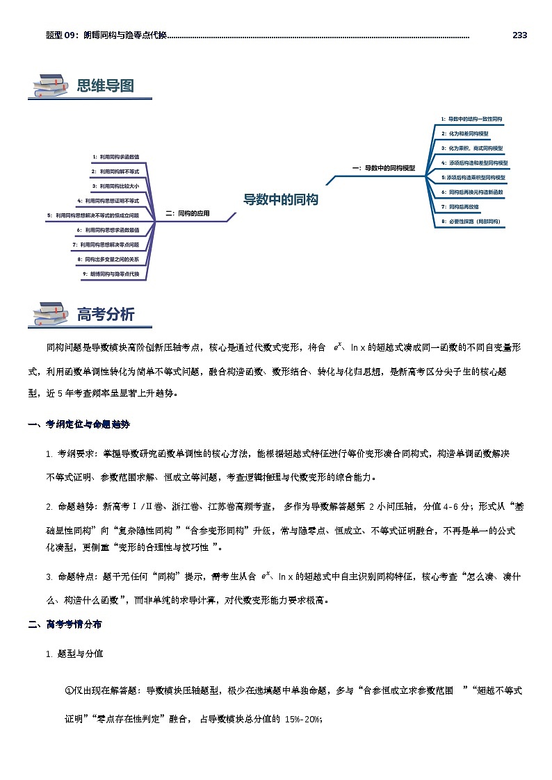 第14讲 导数中的同构问题讲义(思维导图+知识要点+解题技巧+题型归纳+巩固提升)-2026年高考数学复习导数专题(新高考通用)-解析版第2页