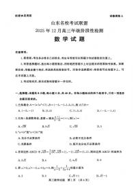 山东名校考试联盟2025-2026学年第一学期12月高三年级阶段性检测数学试卷（含答案）