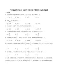 广东省深圳市2026届高三上学期期中联考数学试卷（含答案）