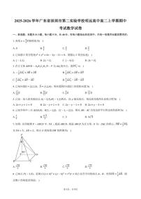 2025-2026学年广东省深圳市第二实验学校明远高中高二上学期期中考试数学试卷（含答案）
