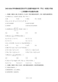 2025-2026学年湖南省岳阳市平江县颐华高级中学（平江）有限公司高一上学期期中考试数学试卷（含答案）