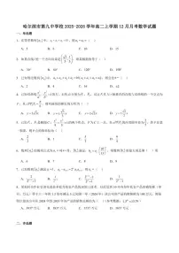 黑龙江省哈尔滨市第九中学校2025-2026学年高二上学期12月月考数学试卷（含答案）