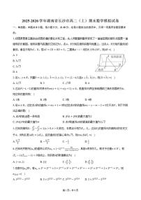 2025-2026学年湖南省长沙市高二（上）期末数学模拟试卷（含答案）