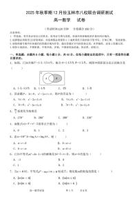 广西玉林市八校2025-2026学年高一上学期12月联合调研测试数学试卷（含答案）