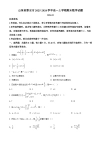 山东省泰安市2025-2026学年高一上学期期末数学试题（试卷+解析）