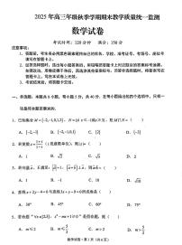 云南德宏傣族景颇族自治州2025年高三上学期期末教学质量统一监测数学试卷+答案