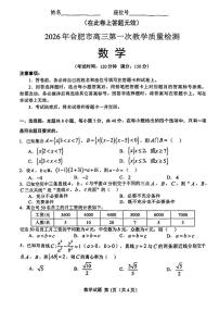 2026届安徽合肥市上学期高三一模教学质量检测 数学试题+答案