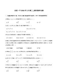 安徽省合肥市第一中学2025-2026学年高二上学期期末考试数学试卷含解析（word版+pdf版）