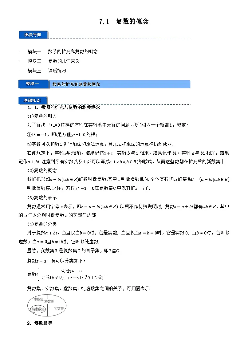 专题7.1 复数的概念(原卷版)第1页