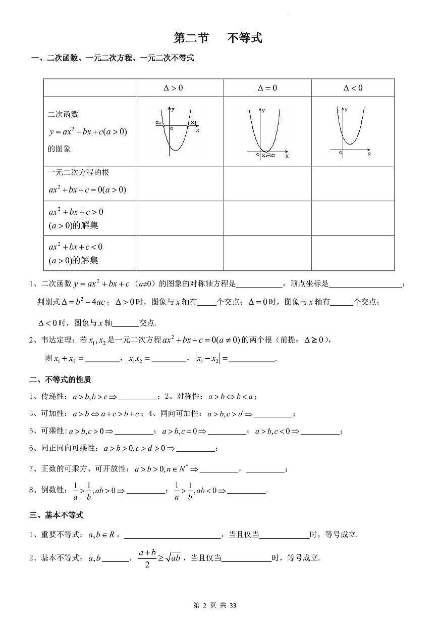 高考数学考前-数学必填的知识点总结清单(共33页)第2页