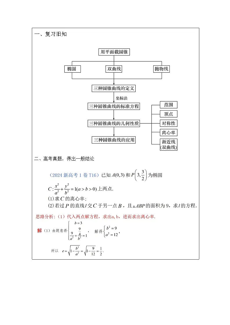 人教版 高中数学 选修第一册第三章 小结》 表格式教案第2页