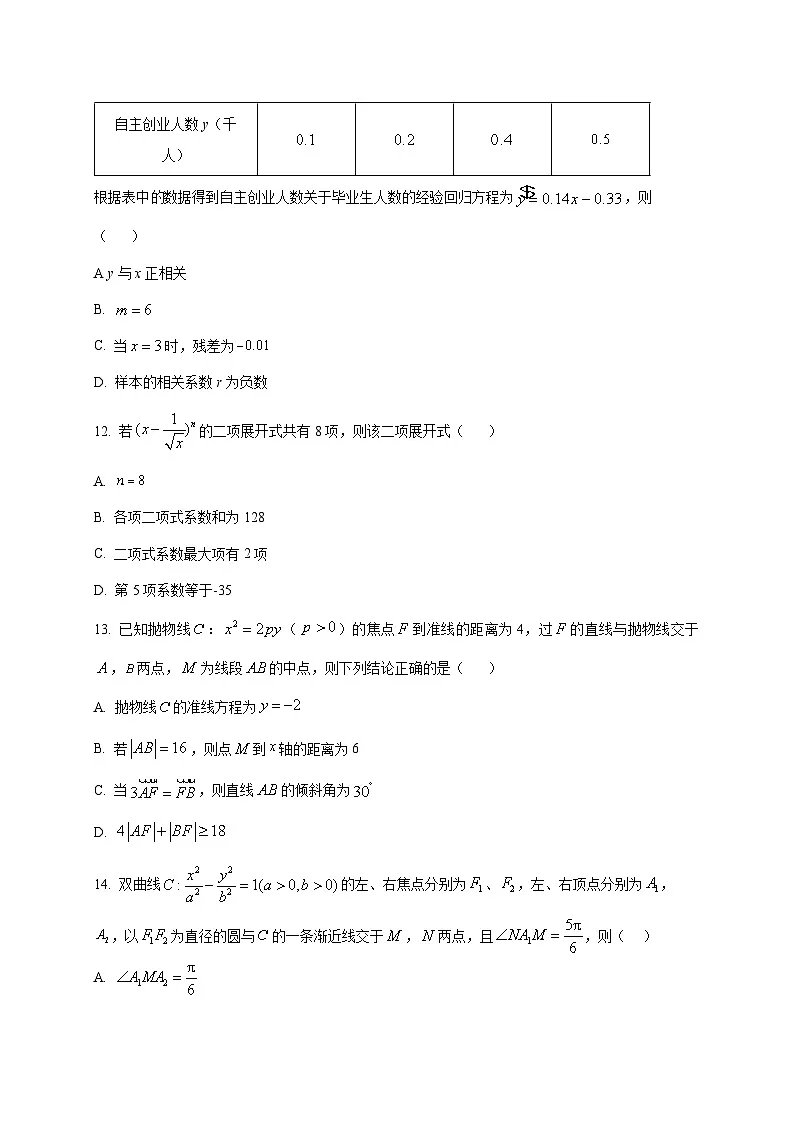 2025~2026学年黑龙江省哈尔滨市第一二二中学高二上册期末数学试卷(原卷)第3页