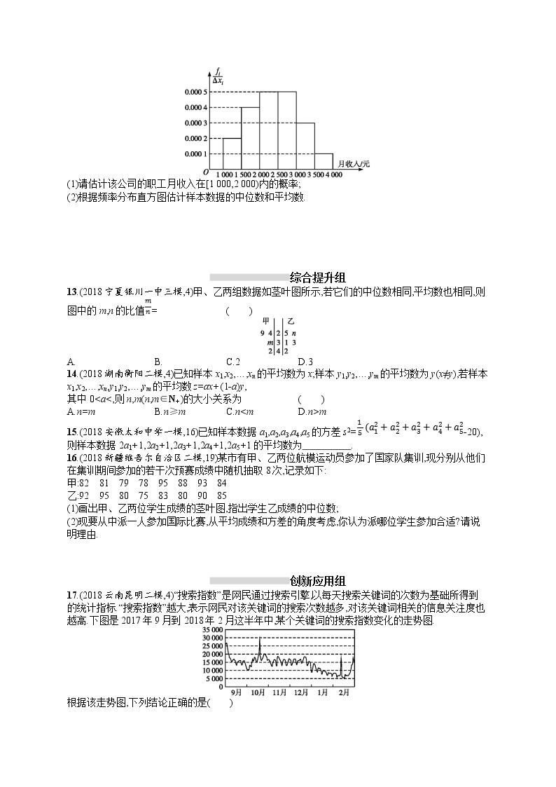 2020北师大版高考数学（文）一轮复习课时训练49：第十章 算法初步、统计与统计案例03