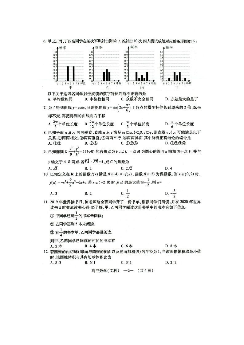 福建省福州市2020届高三第三次质量检测（线下二模）文数含解析02