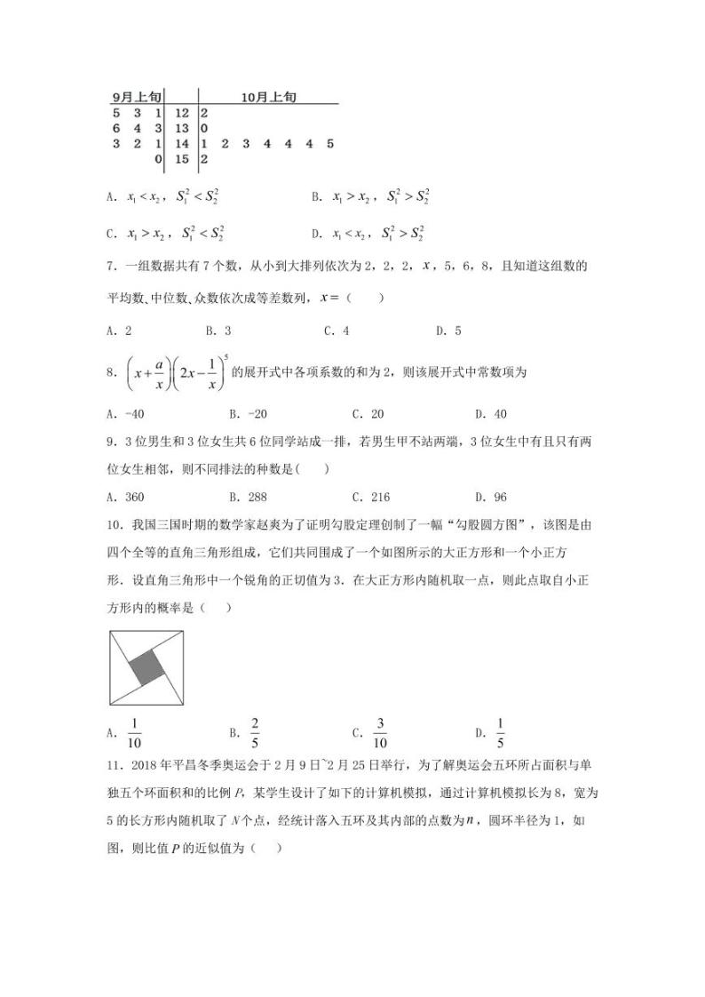 【理数】2020哈师大附中高二(下）周测试卷02