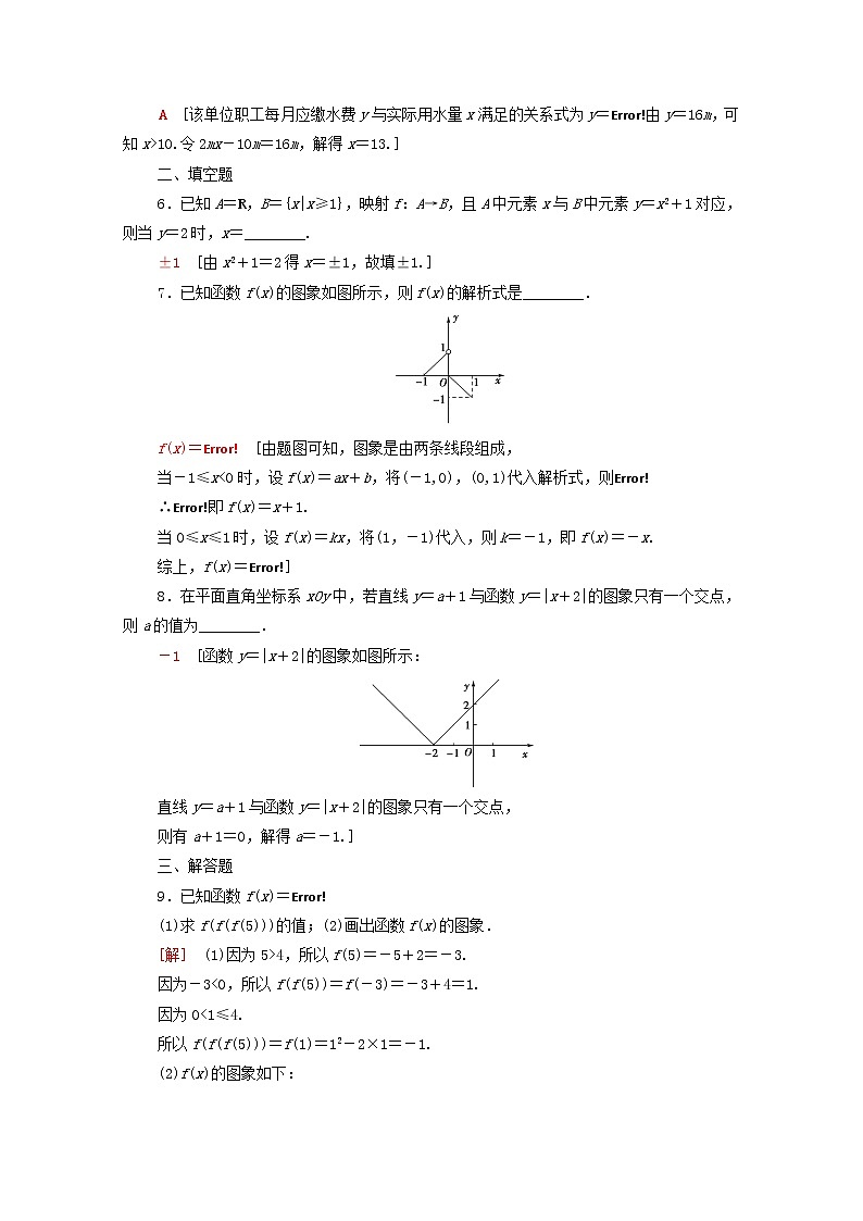 2020_2021学年高中数学课时分层作业8分段函数与映射新人教A版必修1 练习02