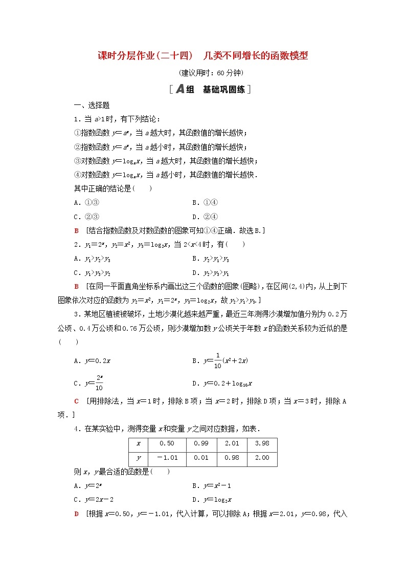 2020_2021学年高中数学课时分层作业24几类不同增长的函数模型新人教A版必修1 练习01