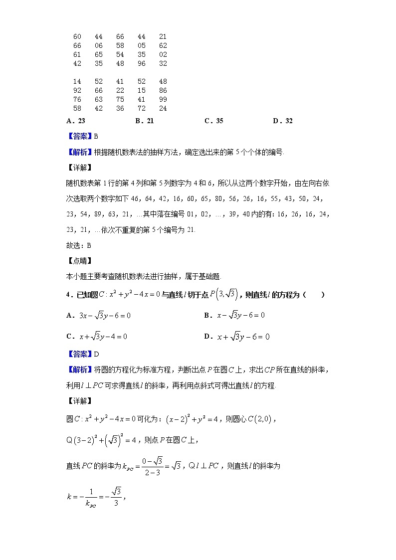 2020届陕西省宝鸡市高考模拟检测（二）数学（文）试题（解析版）02