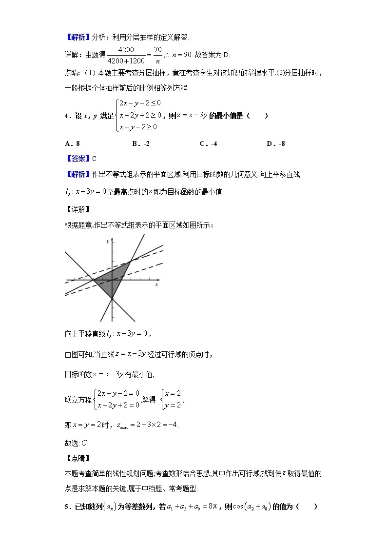 2020届湖北省武汉市高三下学期2月调考仿真模拟数学（文）试题（解析版）02