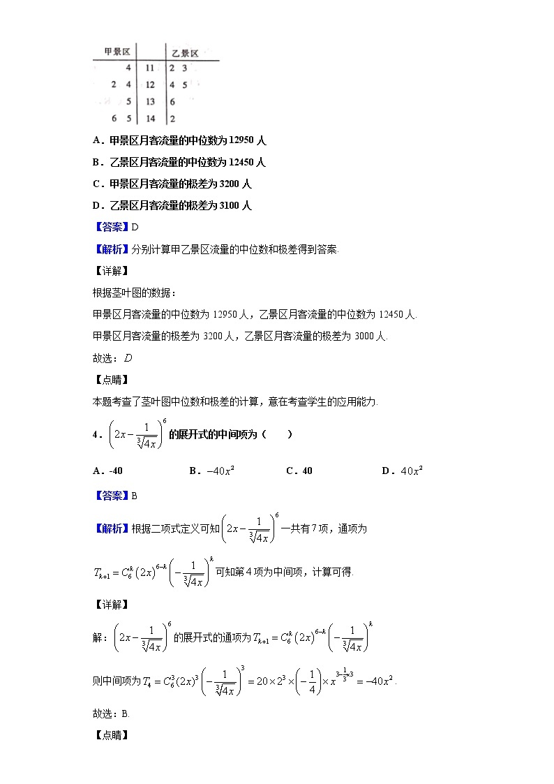 2020届湖南省湘潭市高三模拟考试数学（理）试题（解析版）02